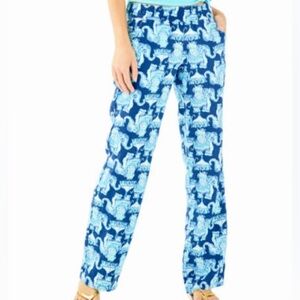 NWT Lilly Pulitzer Florita Linen Pant Joy Ride Elephant Print XS